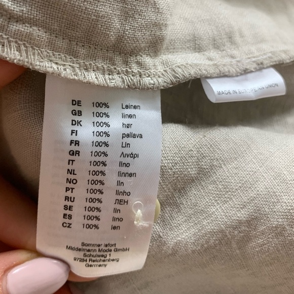 Toni T. 3X Plus 100% Linen Button Front Cream Blouse Lagenlook - Picture 6 of 10